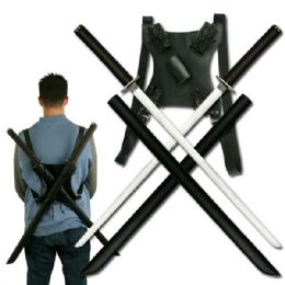 2 Pieces Ninja Sword Set with Shoulder Strap Carry Case - Box Cutters and Blades
