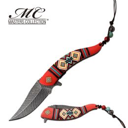 Red Nylon Fiber Handle Knife With Colorful Pattern