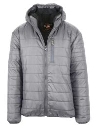 12 of Mens Hooded Puffer Jacket, Assorted Sizes S-Xxl Heather