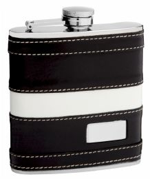 6 of Leather Hip Flask Holding 6oz Pocket Size Stainless Steel