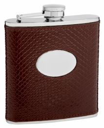 6 of Leather Hip Flask Holders with Snake Skin Patterns