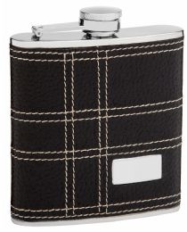 6 of Faux Leather Hip Flask Holding 6 oz Embossed Design