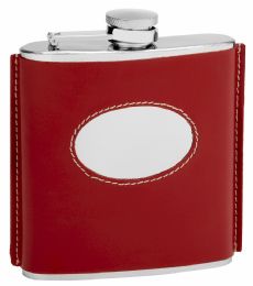 6 of Red Leather Hip Flask Holding 6 oz - Vintage 1920 Style