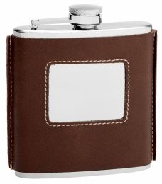 6 of 6 Oz. Brown Leather Hip Flask Holders