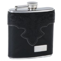 6 of 6 Oz. Genuine Black Leather Hip Flask Holders