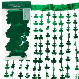 24 pieces Shamrocks Foil Fringe Curtain St. Patricks 39x78in 2ast Green & Gold St Pat Pbh - St. Patricks