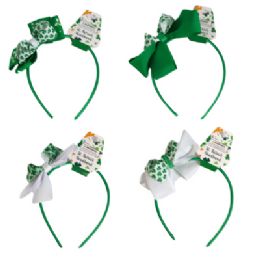 24 pieces St Patricks Headband 6ast Bow Styles Stpat/barbell Hdr - Headbands