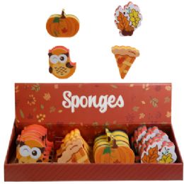 20 pieces Kitchen Sponges Harvest 4 Ast Shapes /3 Layer/ 20pc Pdq / ht - Thanksgiving