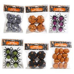 36 pieces Glitter Hlwn Decor Mini Foam 6ct Spider/ 4ct Mini Pumpkin/ 12ct Skull & Pumpkins 6 Asst Hlwn Pbh - Halloween