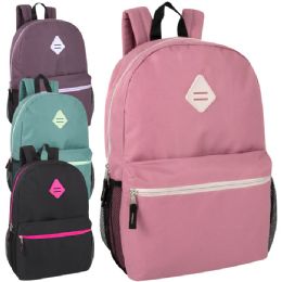 24 Pieces 19 Inch Lash Tab Backpack With Side Mesh Pockets - 4 Colors - Backpacks 18" or Larger
