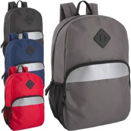 24 Pieces 17-Inch Safety Reflective Backpack With Side Pocket - Backpacks 18" or Larger