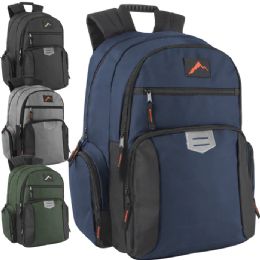 24 of 18-Inch Reflective Multi Pocket Backpack With Laptop Section - 4 Dark Colors