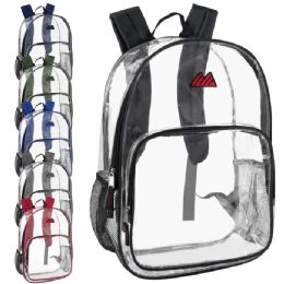 24 Pieces Trailmaker 17 Inch Clear Backpack - Backpacks 17"