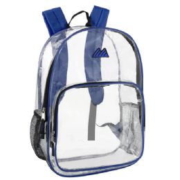 24 Pieces Trailmaker 17 Inch Clear Backpack Blue - Backpacks 17"