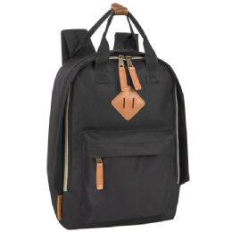 24 Pieces 12-Inch Squared Mini Backpack With Twin Handle - 8 Colors Black - Backpacks 15" or Less