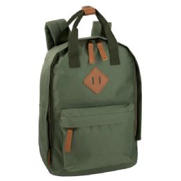 24 Pieces 12-Inch Squared Mini Backpack With Twin Handle - 8 Colors Hunter Green - Backpacks 15" or Less