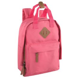 24 Pieces 12-Inch Squared Mini Backpack With Twin Handle - 8 Hot Pink - Backpacks 15" or Less