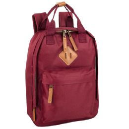 24 Pieces 12-Inch Squared Mini Backpack With Twin Handle - 8 Burgundy - Backpacks 15" or Less