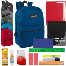 24 of 18-Inch Dome Backpack With 20-Piece School Supplies Kit - 4 Colors