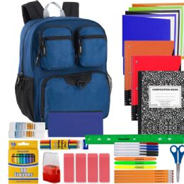 12 of 18-Inch Multi Function Backpack With 45-Piece School Supply Kit - Navy