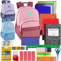 12 of Trailmaker 18-Inch Daisy Chain TwO-Tone Backpack With 45-Piece School Supply Kit - Girls