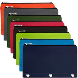 100 of 3 Ring Binder Pencil Case With Mesh Pocket - 4 Colors