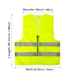 20 Pieces Adult Zippered High Visibility Safety Vest With Reflective Strips - Safety Items