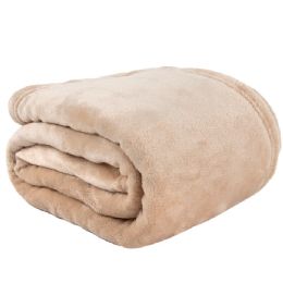 24 Pieces Cozy Luxe Large Throw Blankets 80 X 60in Khaki - Fleece & Sherpa Blankets