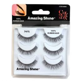 36 pieces Amazing Shine Colour To The Max 3 Pair 100% Human Hair Eyelash Set In Style 747s - Assorted Cosmetics