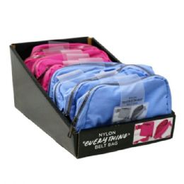 9 pieces Nylon Everything Belt Bag In Blue And Pink - Fanny Pack