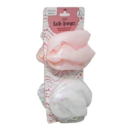 18 pieces Precision Beauty 2 -count Luxe Bath Sponges In Coral And White - Loofahs & Scrubbers