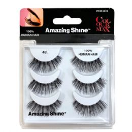 36 pieces Amazing Shine Colour To The Max 3 Pair 100% Human Hair Eyelash Set In Style 43 - Assorted Cosmetics