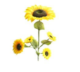 6 of Plastic Decorative 5 Stem Sunflower