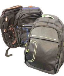 6 of Assorted Black with Lining Backpack
