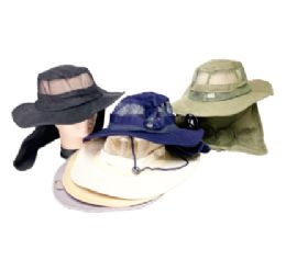 12 of Plain Fishing Hat With Neck Cover Assorted