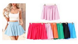 12 of Ladies Solid Paper Bag Waist Shorts With Two Pockets