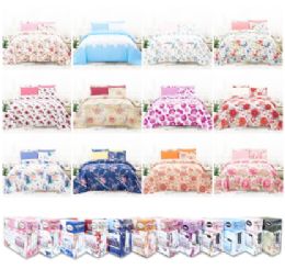 12 of King Size Bed Sheet Set 6pc Assorted Floral Print