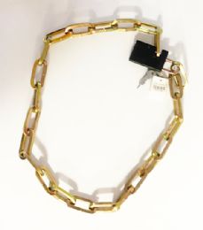 6 of Gold Big Loop Lock Chain With Key