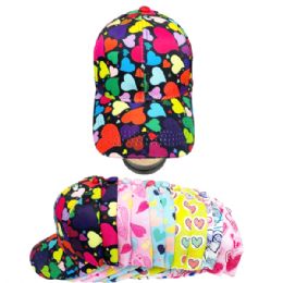 12 Packs Kids Heart Baseball Hat Assorted 12pc Pack - Sun Hats