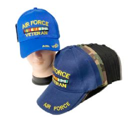 12 Packs Air Force Veteran Baseball Caps Assorted 12pc pack - Baseball Caps & Snap Backs