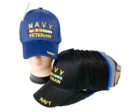 12 Packs Navy Veteran Baseball Caps Assorted 12pc Pack - Baseball Caps & Snap Backs