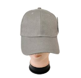 12 Packs Grey-Plain Grey Baseball Caps 12pc Pack - Baseball Caps & Snap Backs