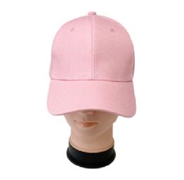 12 of Pink-Plain Baseball Pink Caps 12pc Pack