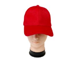 12 of Red-Plain Red Baseball Caps 12pc Pack