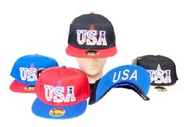 12 Packs USA Flat-bill Hats 12pc Pack - Baseball Caps & Snap Backs