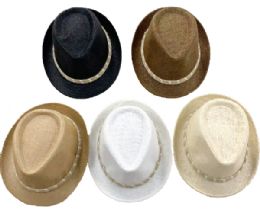 12 Packs Straw Fedora Hat 12pc Pack - Winter Sets Scarves , Hats & Gloves