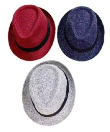 12 Packs Solid Fedora Hat 12pc Pack - Winter Sets Scarves , Hats & Gloves