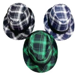 12 Packs Plaid Fedora Hats - Winter Sets Scarves , Hats & Gloves