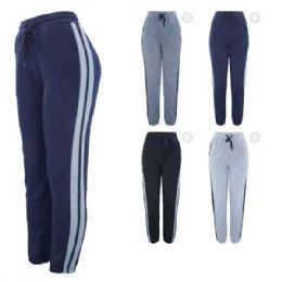 Lady Fur Lined Striped Sweat Pants