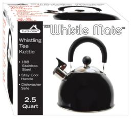 8 Pieces 2.5 Qt. Stainless Steel Whistling Tea Kettle - Black - Coffee